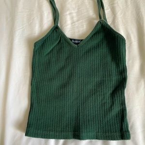 Forest Green Ribbed Cropped Lorene Tank